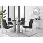 Furniture Box Imperia 4 Seater Modern Grey High Gloss Dining Table And 4 x Black Isco Chairs Set