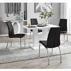 Furniture Box Imperia 4 Seater Modern White High Gloss Dining Table And 4 x Black Isco Chairs Set