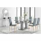 Furniture Box Imperia 6 Seater Grey Dining Table and 6 x Grey Gold Leg Milan Chairs