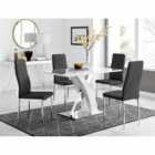 Furniture Box Atlanta White High Gloss And Chrome Metal Rectangle Dining Table And 4 x Black Milan Dining Chairs Set