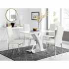 Furniture Box Atlanta White High Gloss And Chrome Metal Rectangle Dining Table And 4 x White Milan Dining Chairs Set