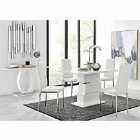 Furniture Box Apollo Rectangle White High Gloss Chrome Dining Table And 4 x White Milan Chairs Set