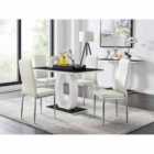 Furniture Box Giovani Black White High Gloss Glass Dining Table and 4 x White Milan Chairs Set