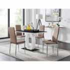 Furniture Box Giovani Black White High Gloss Glass Dining Table and 4 x Cappuccino Milan Chairs Set