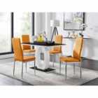 Furniture Box Giovani Black White High Gloss Glass Dining Table and 4 x Mustard Milan Chairs Set