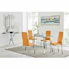 Furniture Box Cosmo Chrome Metal And Glass Dining Table And 4 x Mustard Milan Dining Chairs Set