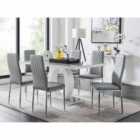 Furniture Box Giovani Grey White Modern High Gloss And Glass Dining Table And 6 x Grey Milan Chairs Set