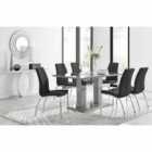 Furniture Box Imperia 6 Seater Grey Dining Table and 6 x Black Isco Chairs
