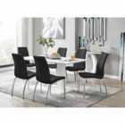 Furniture Box Imperia White High Gloss Dining Table And 6 x Black Isco Chairs Set