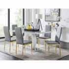 Furniture Box Giovani 6 Seater Grey Dining Table & 6 x Grey Gold Leg Milan Chairs