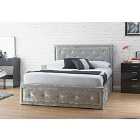 Hollywood Ottoman Double Bed Crushed Velvet Grey