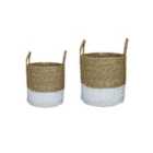 Seagrass Log & Kindling White Basket Set Of 2