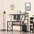HOMCOM Desk with Shelves Home Office Study Table for Small Spaces