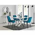 Furniture Box Mayfair 4 Seater Dining Table and 4 x Blue Pesaro Black Leg Chairs