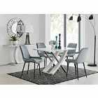 Furniture Box Mayfair 4 Seater Dining Table and 4 x Grey Pesaro Black Leg Chairs