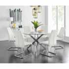 Furniture Box Novara Metal Dining Table, 6x White Chairs