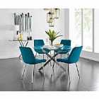 Furniture Box Novara 120cm Round Dining Table and 4 x Blue Pesaro Silver Leg Chairs