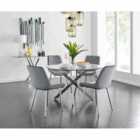 Furniture Box Novara 120cm Round Dining Table and 4 x Grey Pesaro Silver Leg Chairs