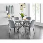Furniture Box Novara 120cm Round Dining Table and 4 x Grey Pesaro Black Leg Chairs