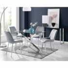 Furniture Box Leonardo 4 Seater Table and 4 x Grey Pesaro Silver Leg Chairs