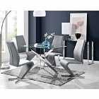 Furniture Box Leonardo Glass And Chrome Metal Dining Table And 4 x Elephant Grey Willow Chairs Set
