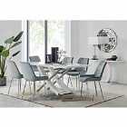 Furniture Box Mayfair 6 Seater Dining Table and 6 x Grey Pesaro Silver Leg Chairs