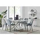 Furniture Box Mayfair 6 Seater Dining Table and 6 x Grey Pesaro Black Leg Chairs