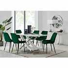 Furniture Box Mayfair 6 Seater Dining Table and 6 x Green Pesaro Black Leg Chairs