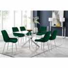 Furniture Box Leonardo 6 Seater Dining Table and 6 x Green Pesaro Silver Leg Chairs