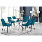 Furniture Box Leonardo 6 Seater Dining Table and 6 x Blue Pesaro Black Leg Chairs