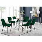 Furniture Box Leonardo 6 Seater Dining Table and 6 x Green Pesaro Black Leg Chairs