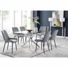 Furniture Box Leonardo 6 Seater Dining Table and 6 x Grey Pesaro Black Leg Chairs