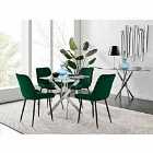 Furniture Box Novara 100cm Round Dining Table and 4 x Green Pesaro Black Leg Chairs