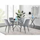 Furniture Box Novara 100cm Round Dining Table and 4 x Grey Pesaro Black Leg Chairs