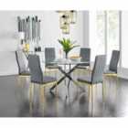 Furniture Box Novara 120cm Round Dining Table and 6 x Grey Gold Leg Milan Chairs
