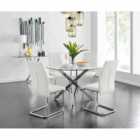 Furniture Box Novara Metal Dining Table, 4x White Chairs