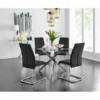 Furniture Box Novara Metal Dining Table, 4x Black Chairs