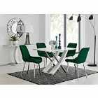 Furniture Box Mayfair 4 Seater Dining Table and 4 x Green Pesaro Silver Leg Chairs