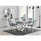 Furniture Box Mayfair 4 Seater Dining Table and 4 x Grey Pesaro Silver Leg Chairs