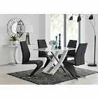 Furniture Box Mayfair 4 Seater White High Gloss And Stainless Steel Dining Table And 4 Black Luxury Willow Chairs Set