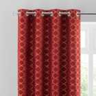 Chenille Ogee Red Eyelet Curtains