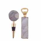 Fifty Five South Natural Bottle Opener & Stopper Set, Natural Agate, Gold Finish