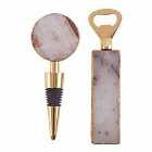 Fifty Five South Grey Bottle Opener & Stopper Set, Grey Agate, Gold Finish