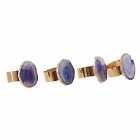 Fifty Five South Blue / Gold Napkin Rings, Set Of 4, Blue Agate / Gold Finish