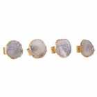 Fifty Five South Grey / Gold Napkin Rings, Set Of 4, Grey Agate / Gold Finish