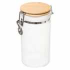 5Five Modern 1Ltr White Glass Clip Jar With Bamboo Lid