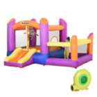 Outsunny Kids Bouncy Castle & Trampoline with with Slide & Pool - Multi