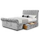 Verona 2 Drawer Storage Bed Silver Crushed Velvet King