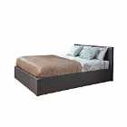 End Lift Double Ottoman Bed Silver Hopsack Fabric