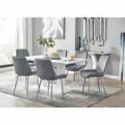 Furniture Box Imperia 6 Seater White Dining Table and 6 x Grey Pesaro Silver Leg Chairs